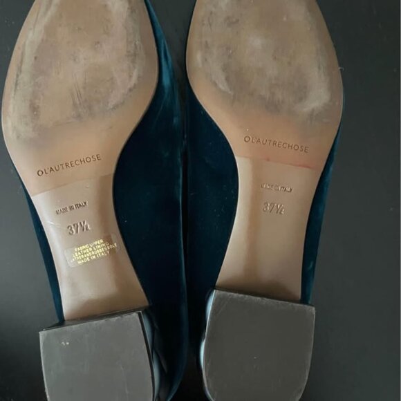 L'AUTRE CHOSE Women's teal velvet shoe - Picture 2 of 4